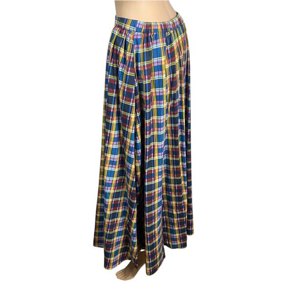 Anthropologie Maeve Jacie Blue Red Gold Plaid Poplin Full Midi Skirt SZ S - Picture 9 of 12
